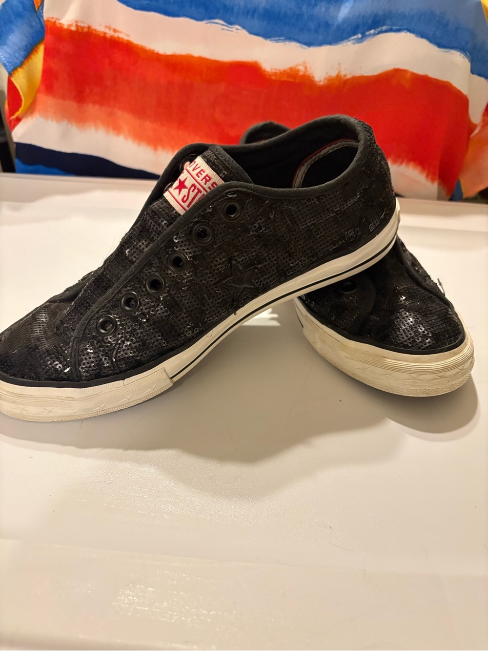Converse Black Sequin Low-Top Slip-On Sneakers